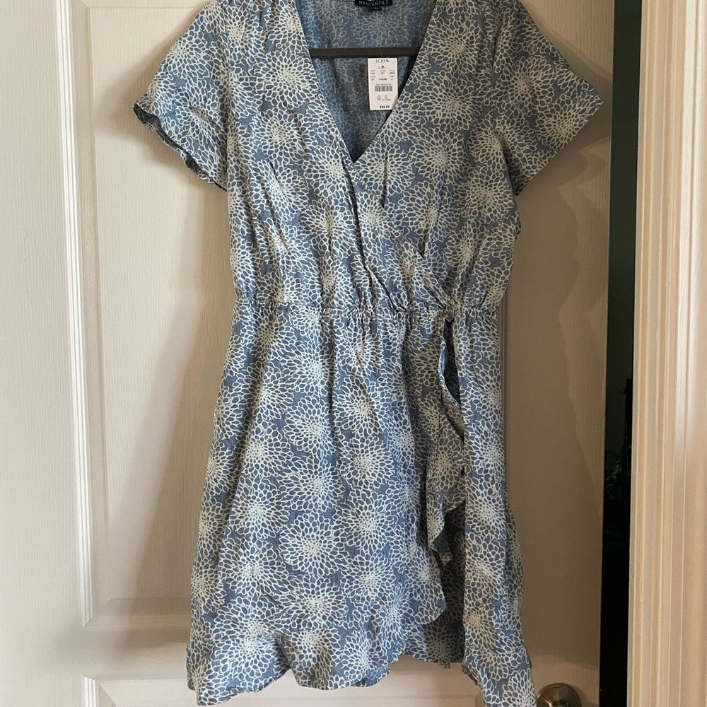 JCREW Blue V-neck Cotton Dress